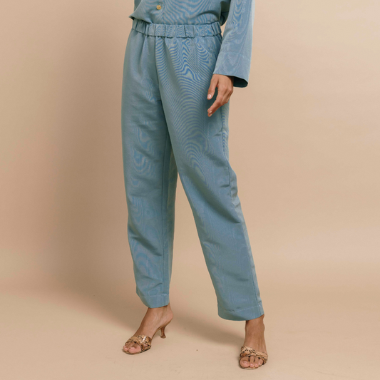 The Moire Jet Set Pant in Cerulean